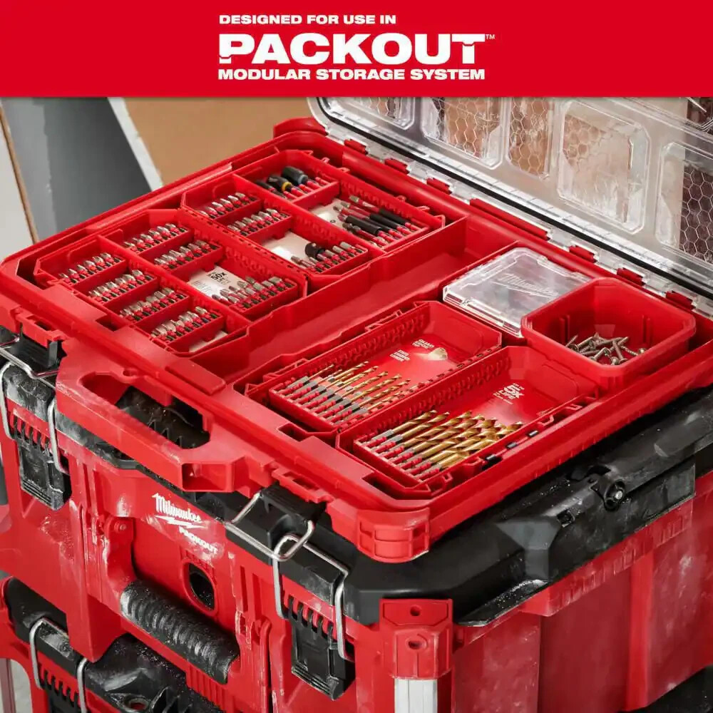 Milwaukee Impact Driver Bit Case Customizable Storage Small Compact Packout Red