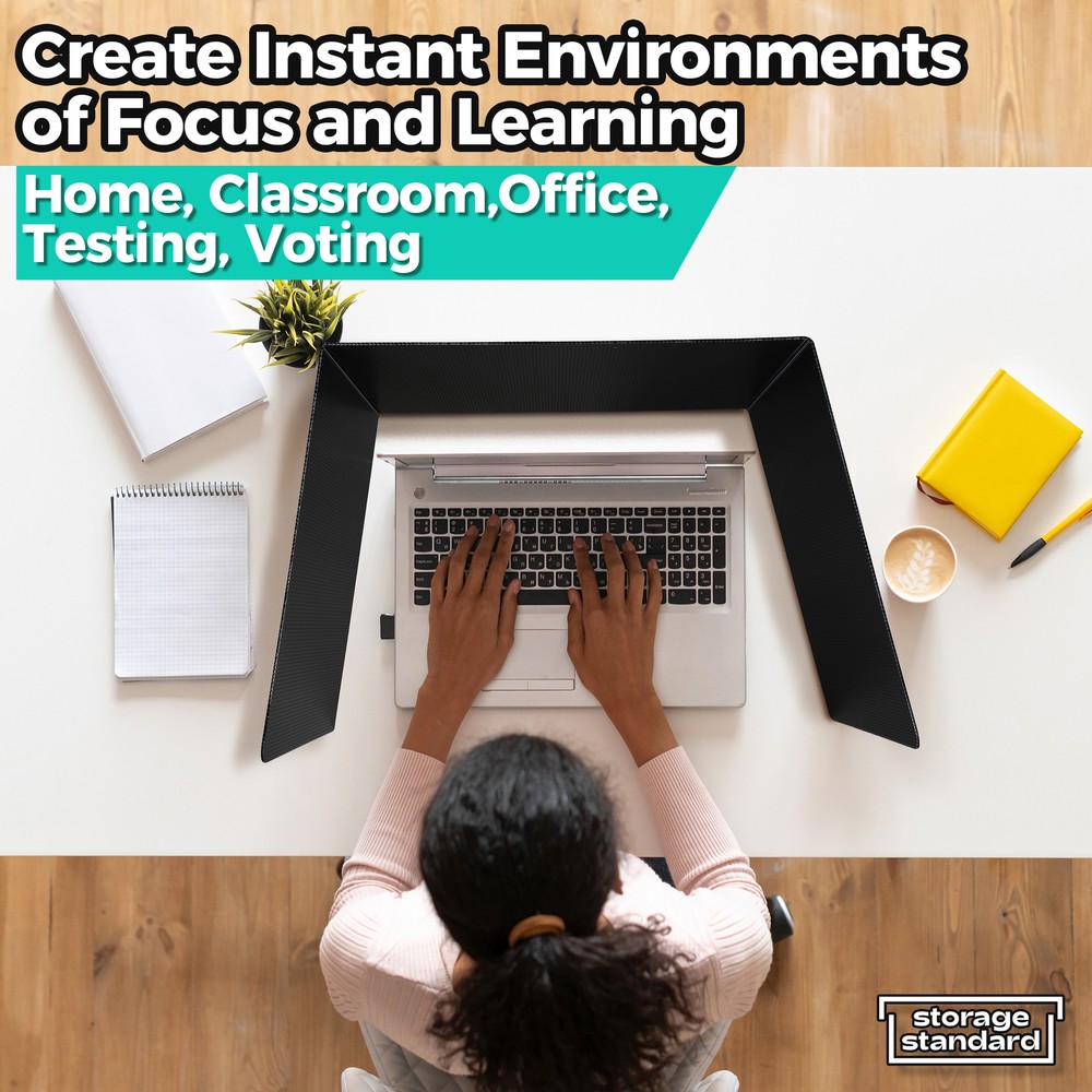 22-Pack Black Desk Dividers for Students, Plastic Study Carrel, Classroom Folder