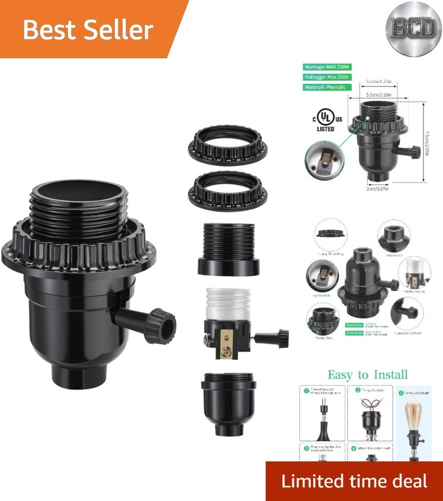 Durable  Listed E26 Light Socket with Switch - Ideal for Table & Floor Lamps