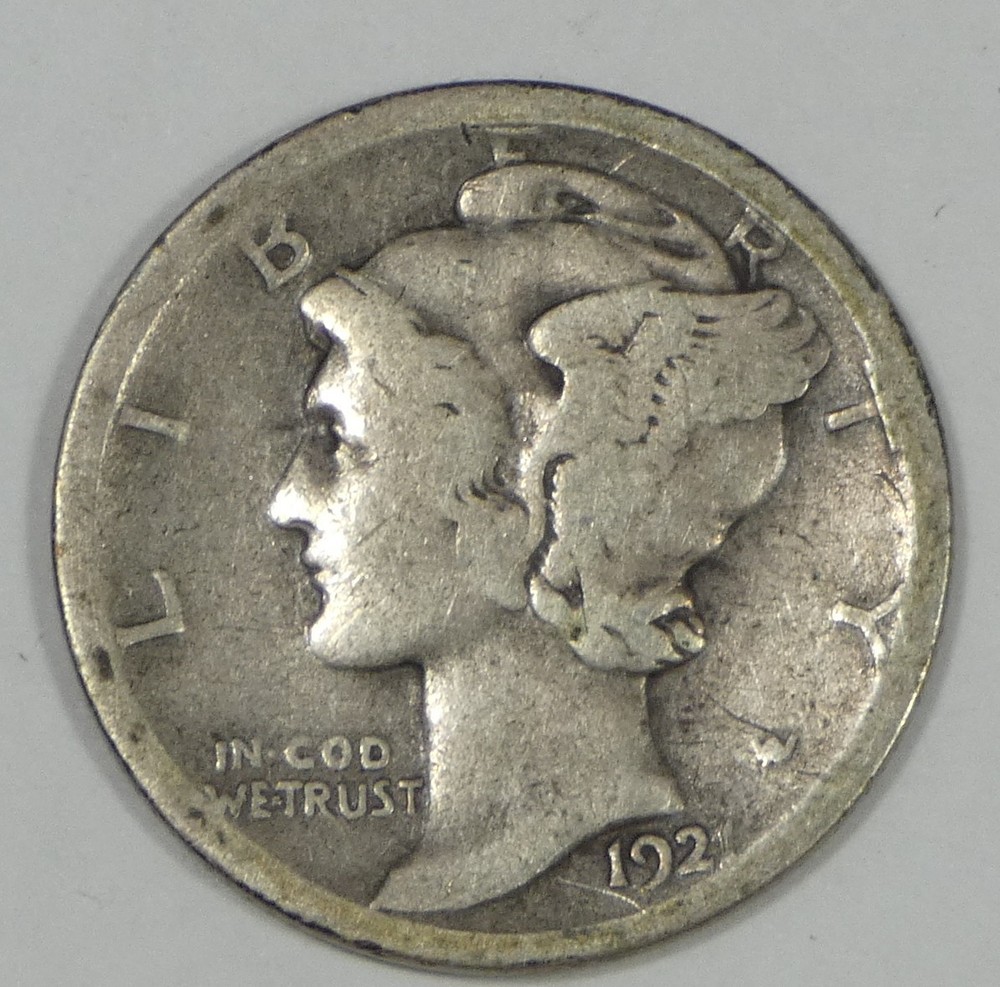 1921-D Mercury Dime FINE Silver 10c ~ reverse scratch