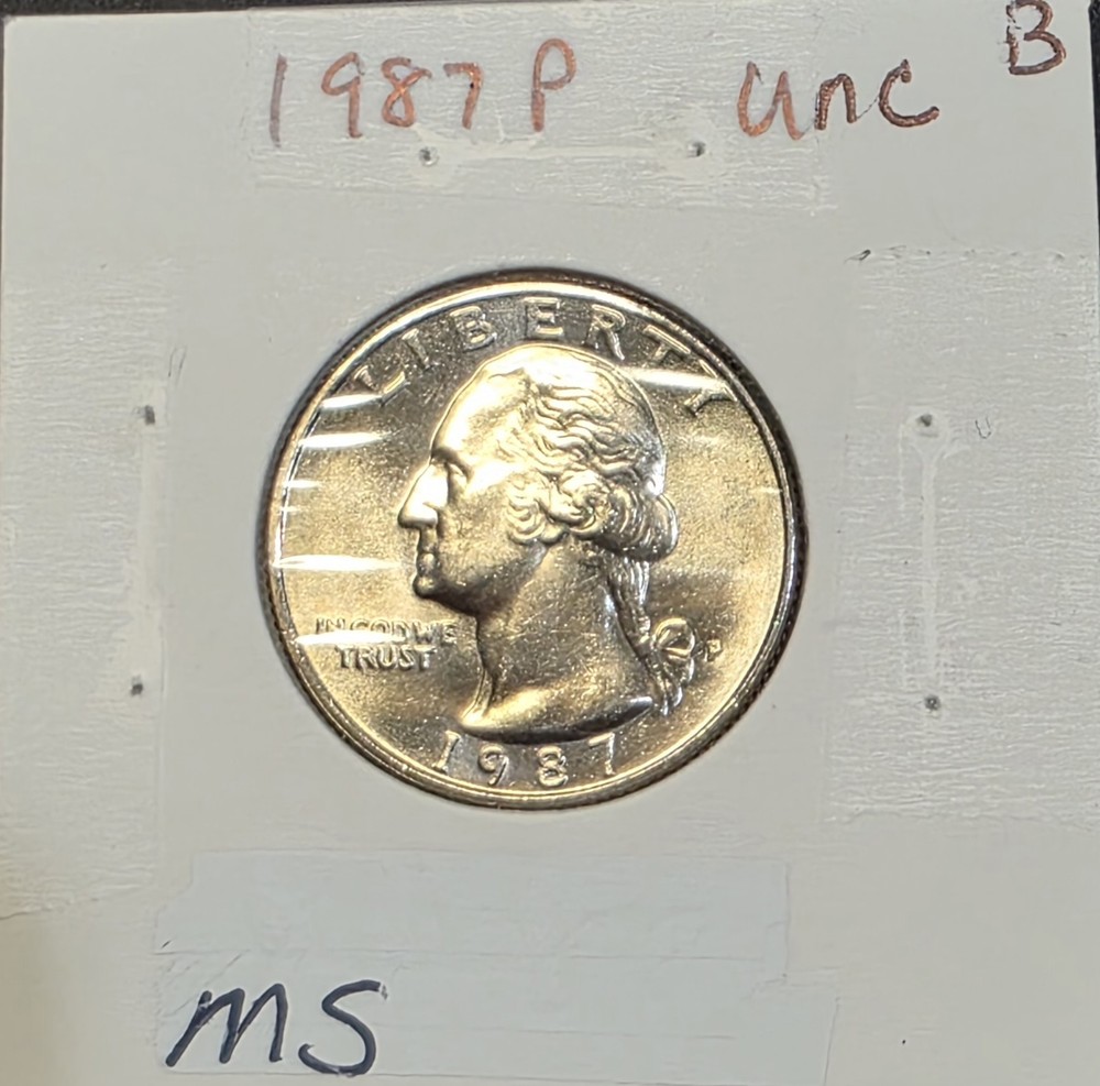 1987-P GEM BU Washington Quarter 25 C Uncirculated (B, E)