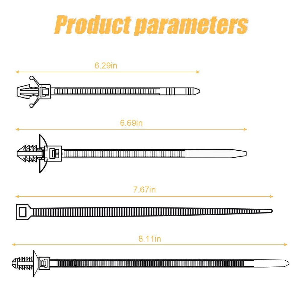 120PCS Car Push Mount Cable Zip Tie, Nylon Self Locking Strap, Engine...