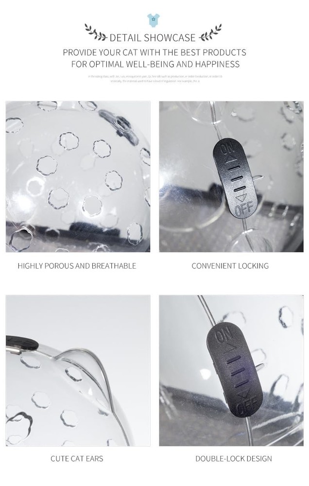 Astronaut Cat Muzzle Adjustable Helmet - Breathable Transparent Kitten Preven...