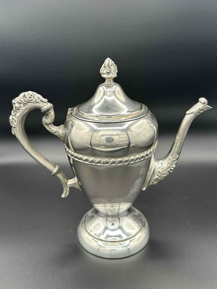 Birmingham Silver Co Silver on Copper Silver Plated Lidded Coffee Pot 10”