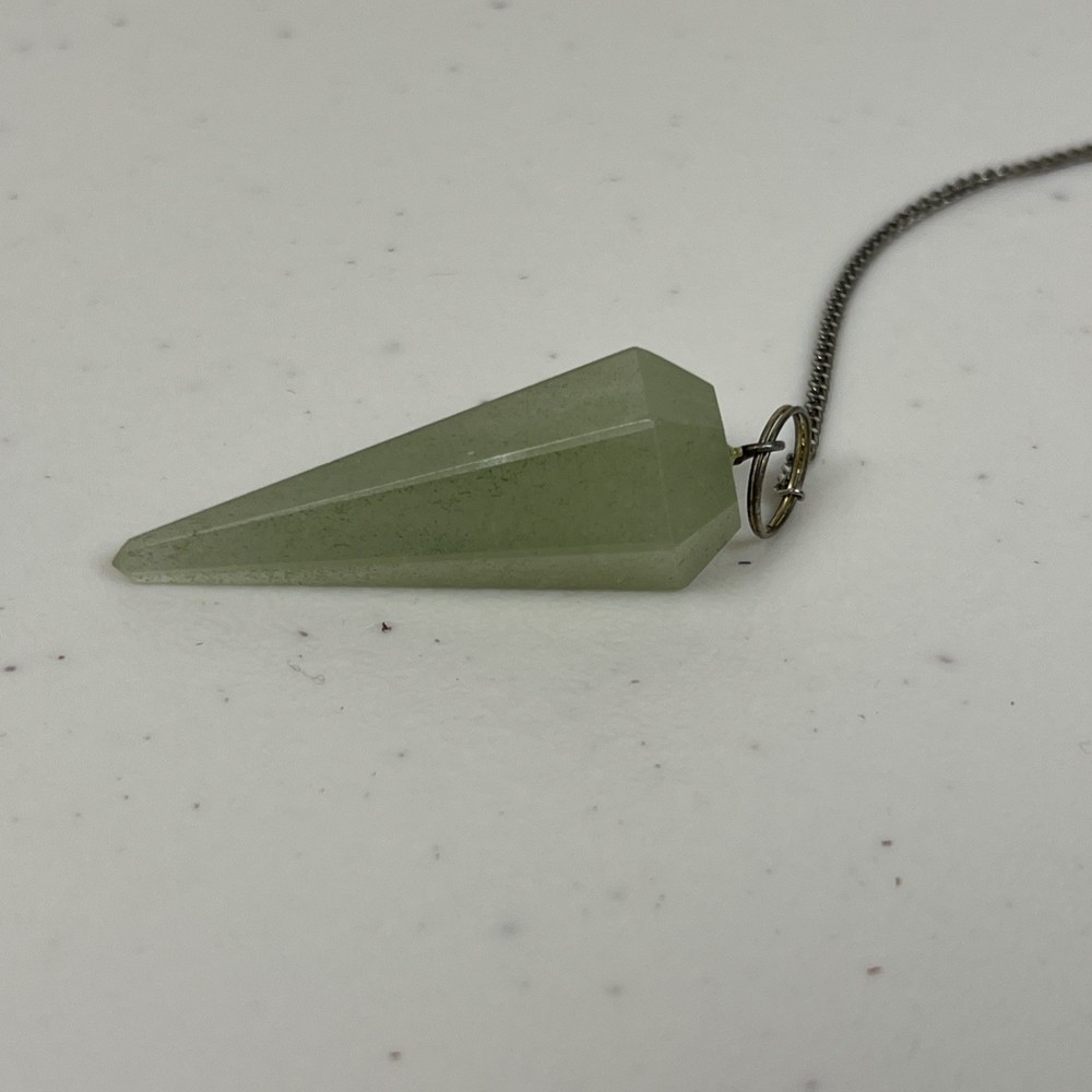 Green Aventurine Faceted Pendulum with Chain (Dowsing, Divination)