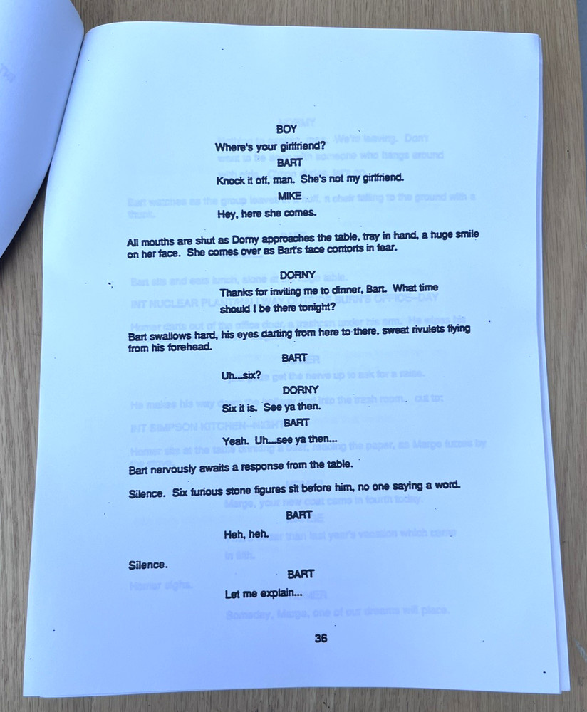 The Simpons Series Spec Unproduced Script Lot Bart Sells Out & First Girlfriend