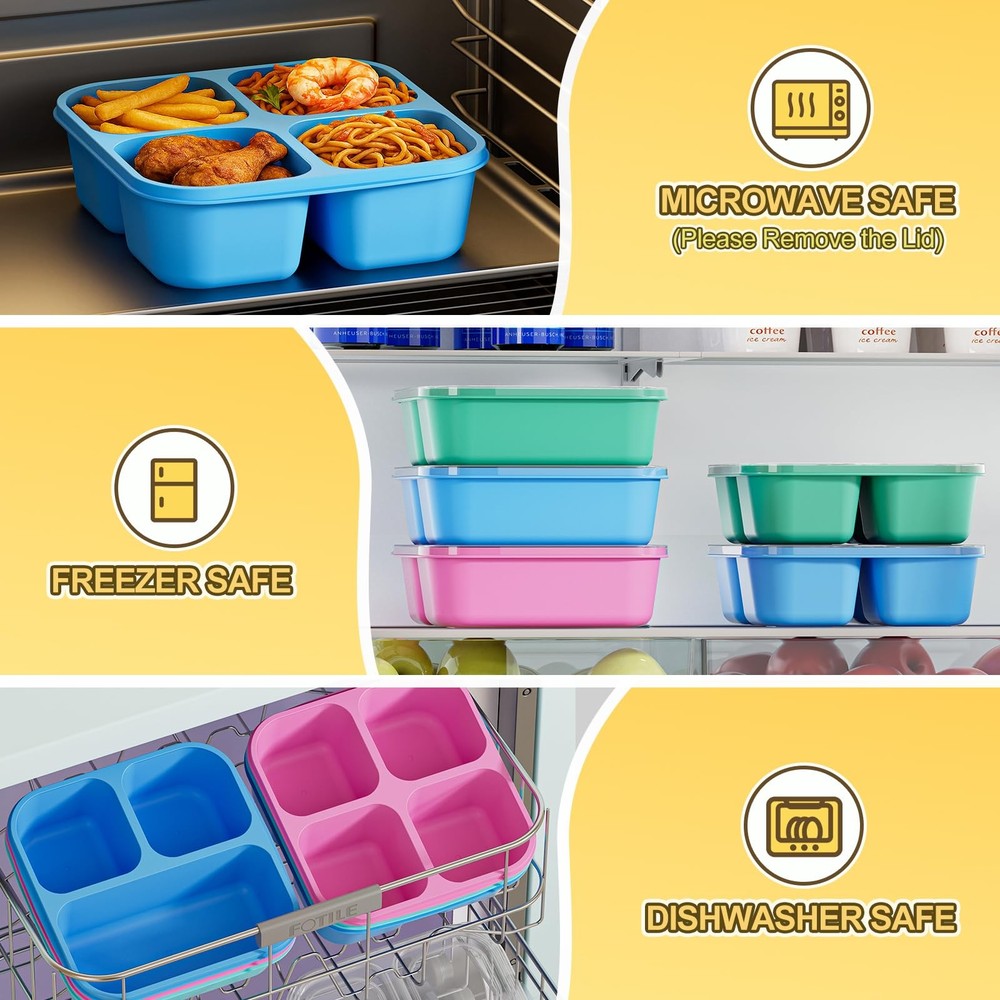 Canfanni 6 Pcs Snack Box Container Set, Reusable 3&4 common, Transparent Lids