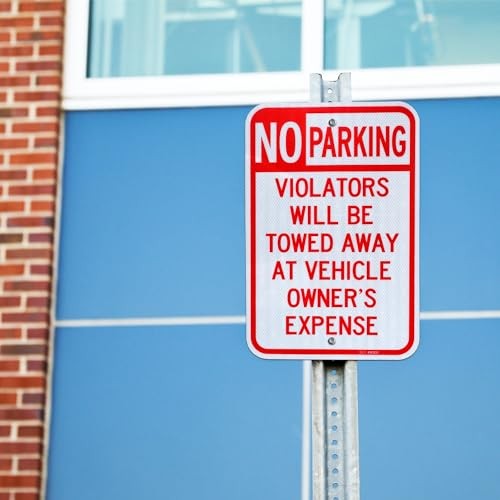 (2 Pack) Large No Parking Sign, Violators Will Be RED - 18" x 12" - 2 Pack