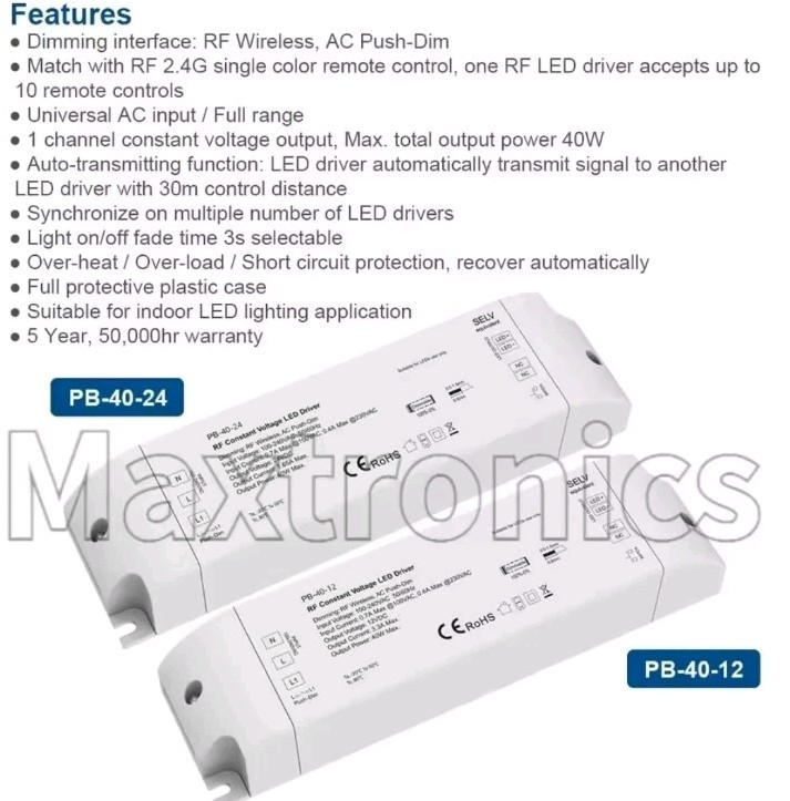 40W wireless power supply 24V DC with remote control
