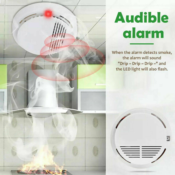 4-Pack Smoke Alarm Detectors, Home Fire Safety Sensors with Built-in Batteries