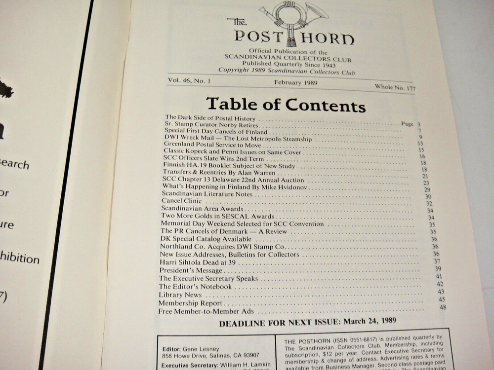 Posthorn Scandinavian Collectors Club Philatelic Journal 1989 Lot of 4 Scarce