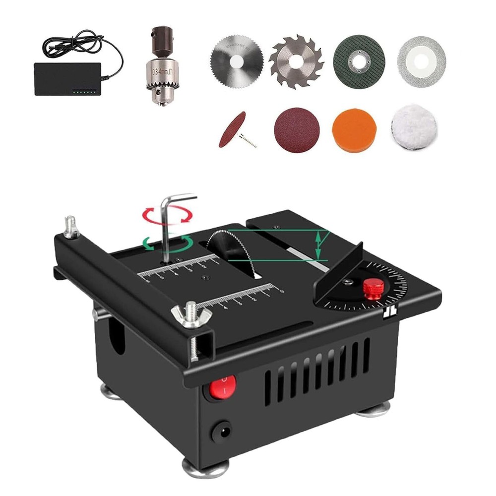Multi-Functional Mini Table Saw Speed & Angle Adjustable 16MM Cutting Depth E1I6