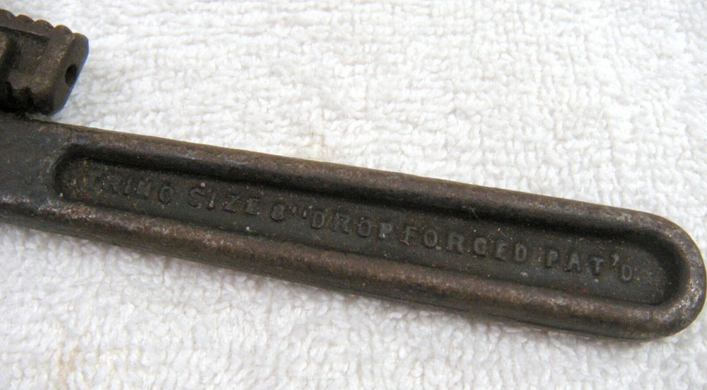 Vintage Trimo Adjustable Pipe Wrench Monkey 8" Pat.d USA