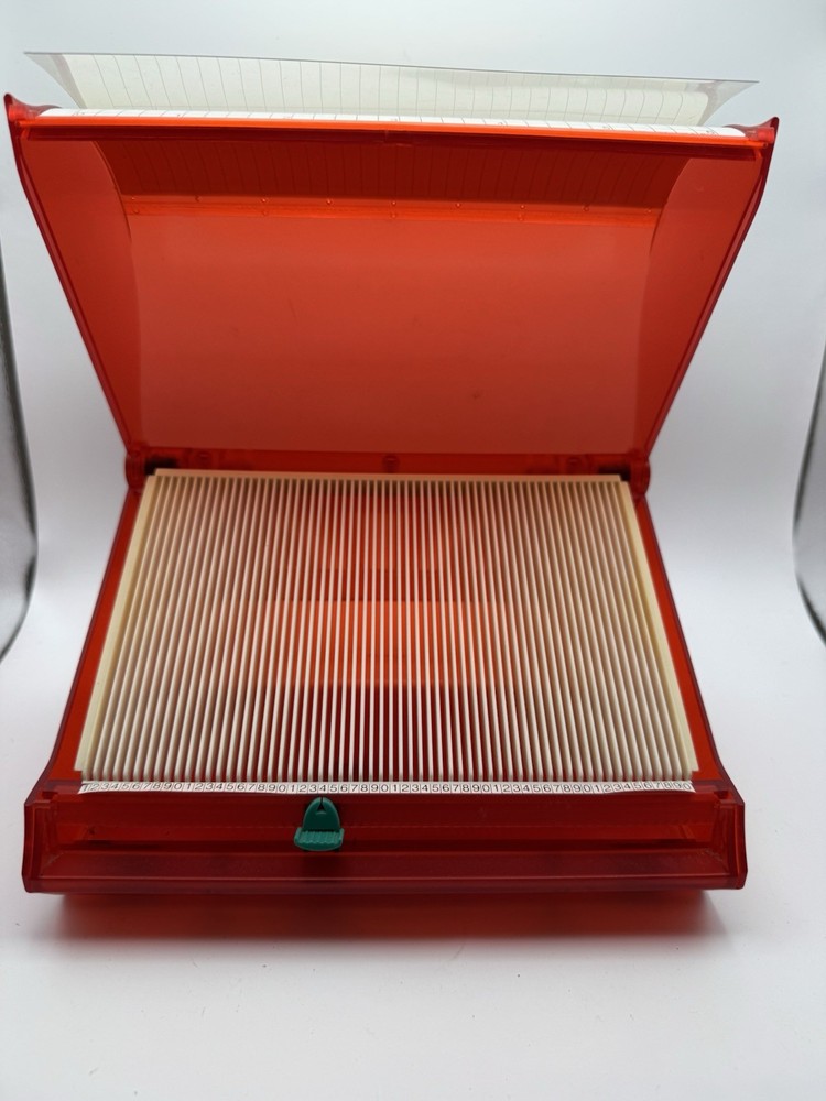 red plastic DiscGear Selector 50FX CD/DVD storage