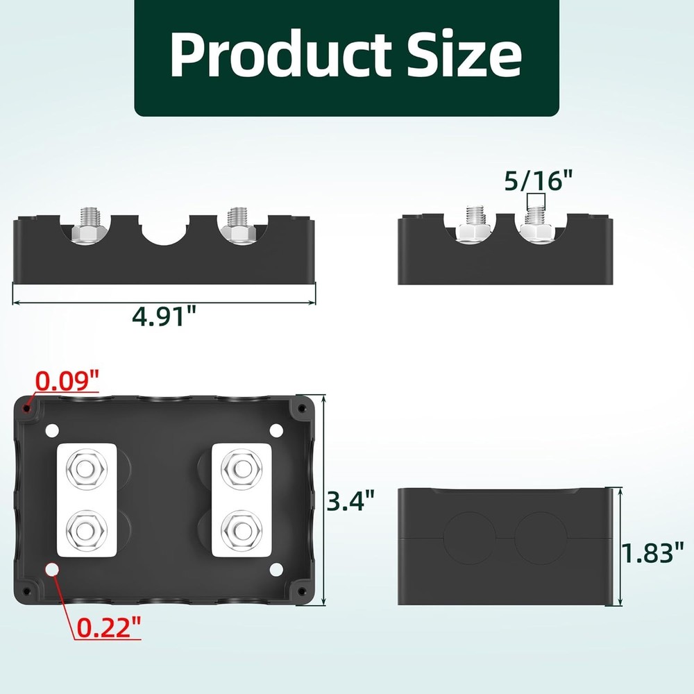 Versatile 400A Power Distribution Block for Marine, Solar, and Auto Applications