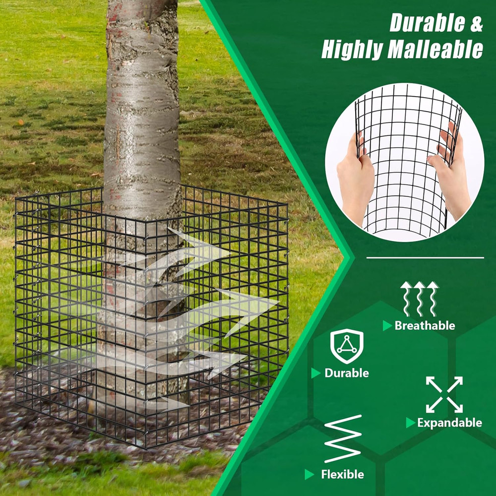 Tree Trunk Protector, 24 Pcs Metal Tree Guards Trunk Protector with Glove & Meta