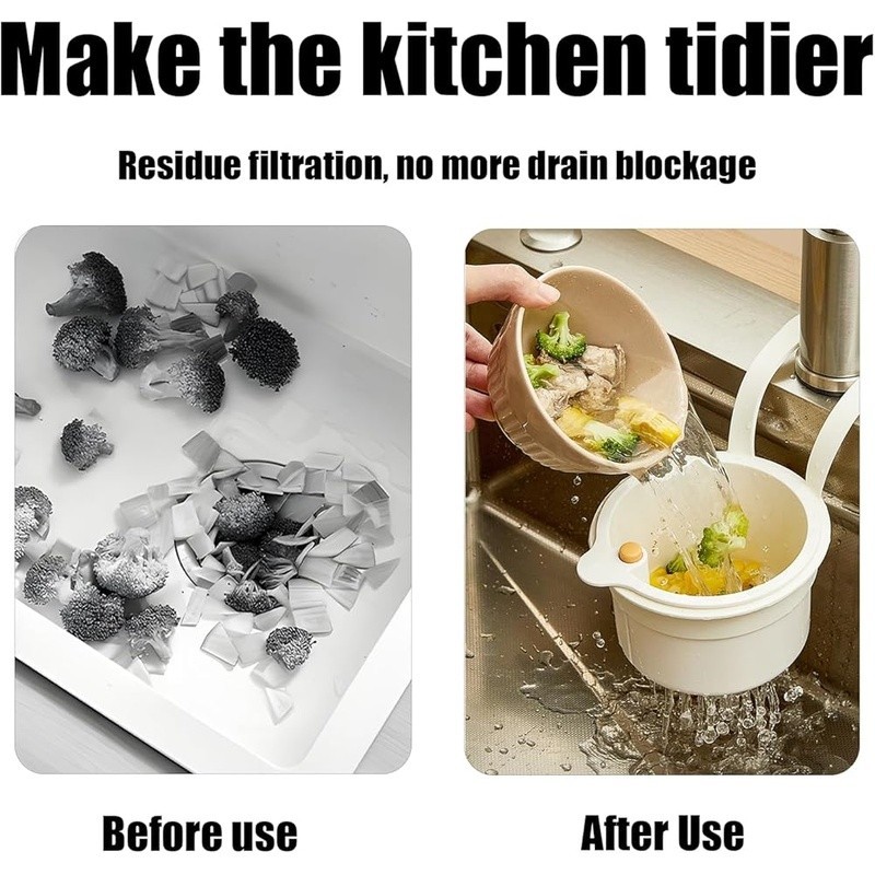 Touch Free Kitchen Sink Strainer Push Dump Efficient Drain Basket Storage Rack
