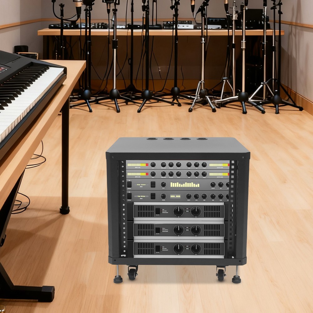 9U Audio Rack Stand Studio Rack Server Rack Audio Holder With Wheels ﻿Rectangle