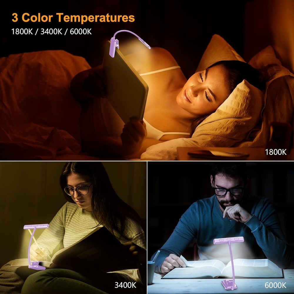 19 LED Rechargeable Book Light for Reading in Bed with Memory Function- Eye Cari