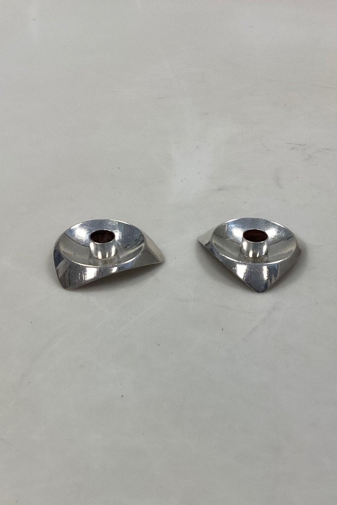 Pair Bent Knudsen Sterling Silver Candlesticks No. 1050