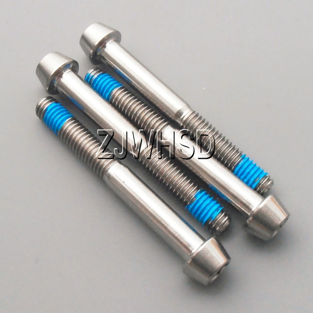 4pcs M6 x 50 Ti tanium Screw Bolt Allen hex Taper Socket Cap Head+ThreadLocker