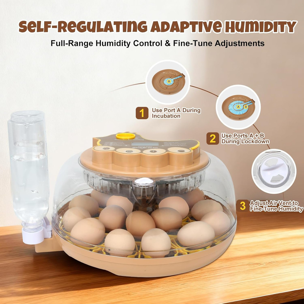 Smart 18-Egg Incubator for Hobbyists — Adjustable Auto Egg Turn with Auto Stop b