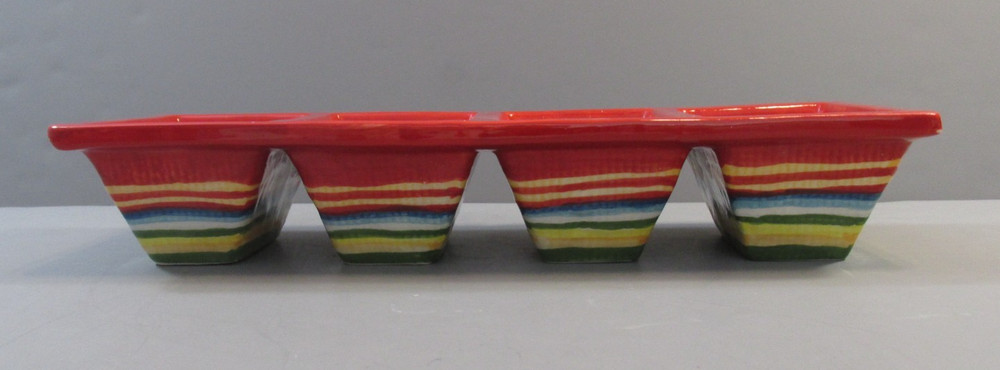 2014 Avon Striped Ceramic Condiment Server (no box) - 4 Sections