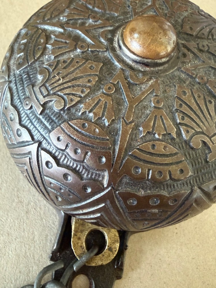 Antique Victorian pull chain brass door bell