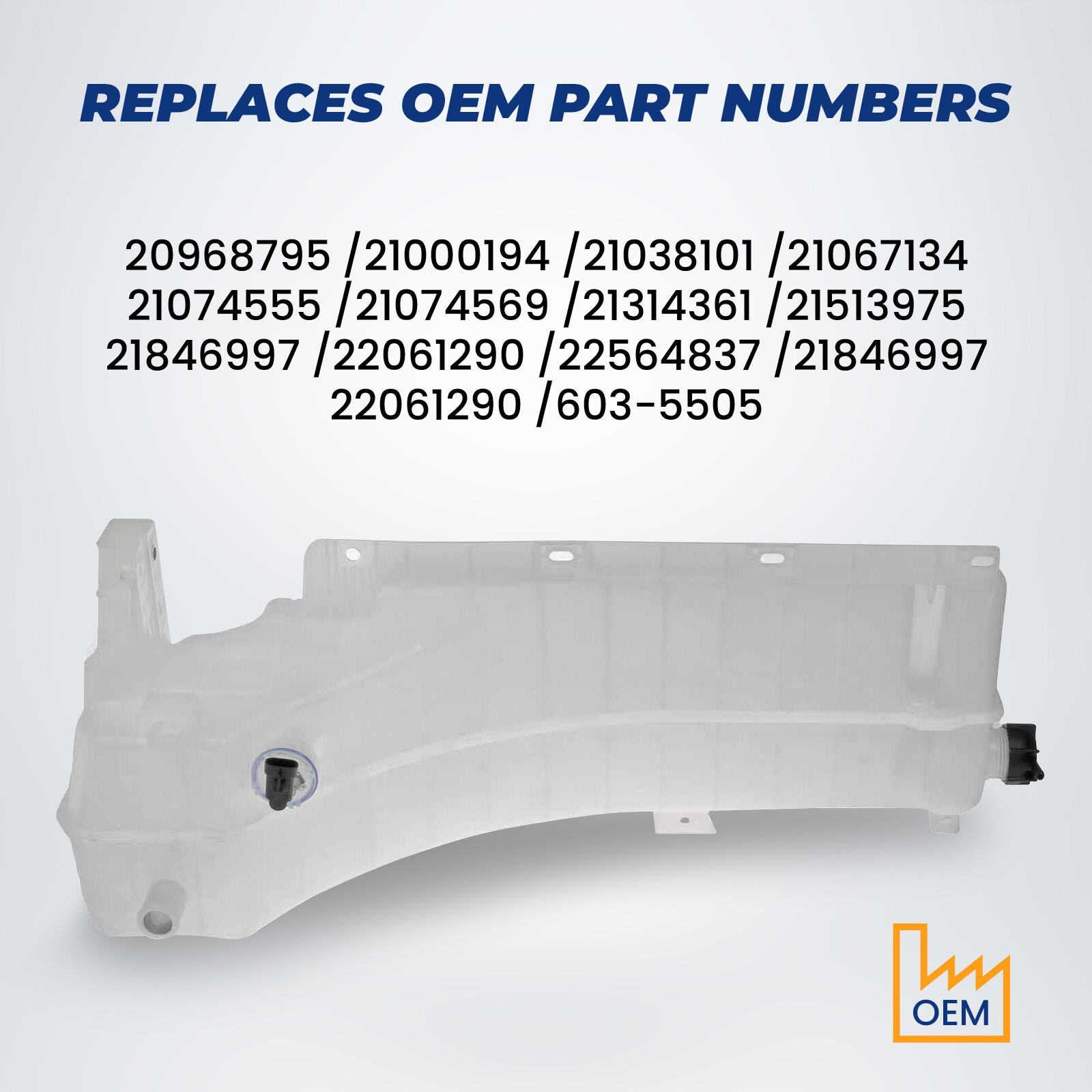 Volvo VNL Truck 2008-2024 Coolant Tank Reservoir w Cap, Sensor Replaces 22564837