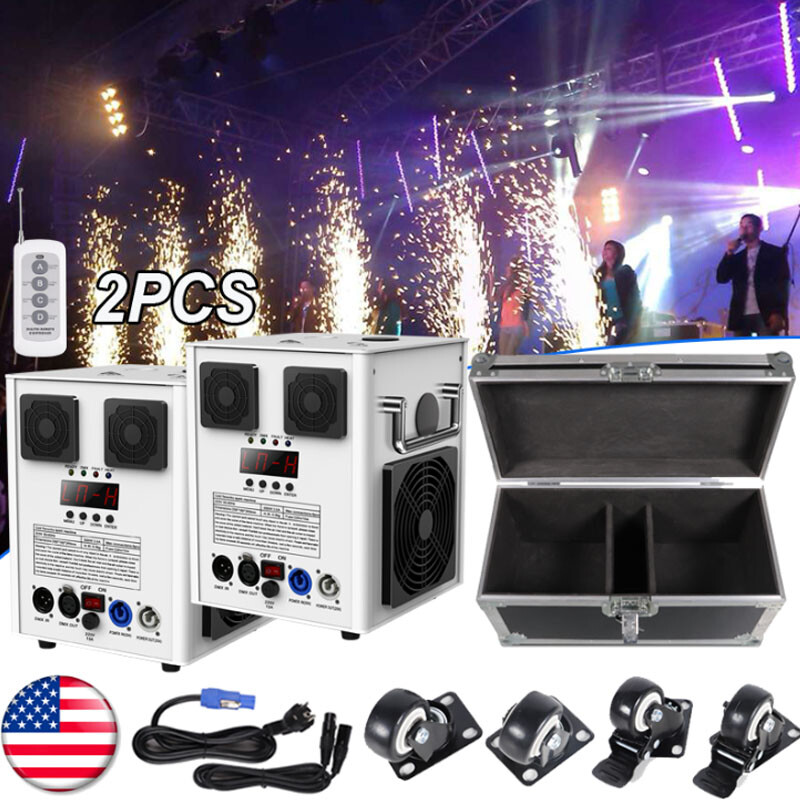 2PCS 700W Cold Spark Firework Machine DMX Special Effect Wedding W/Flight Case