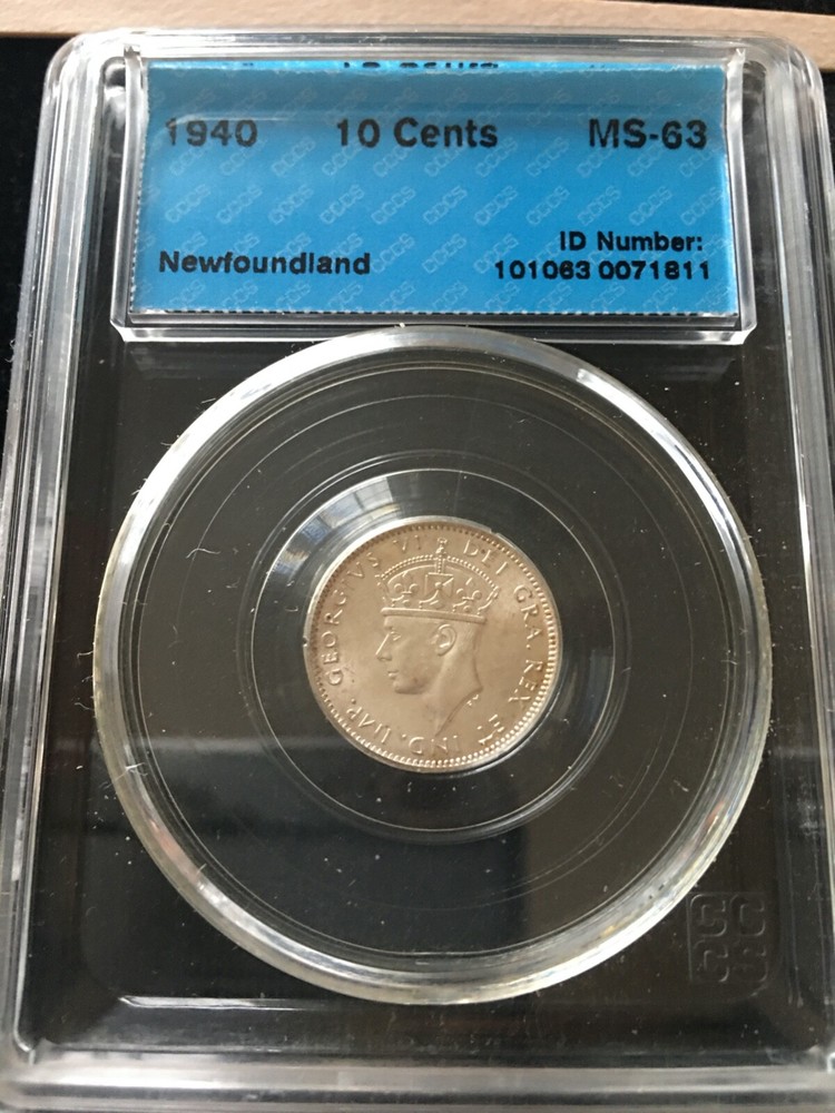 1940  CCCS Graded Newfoundland ¢10 Cent **MS-63** #1811