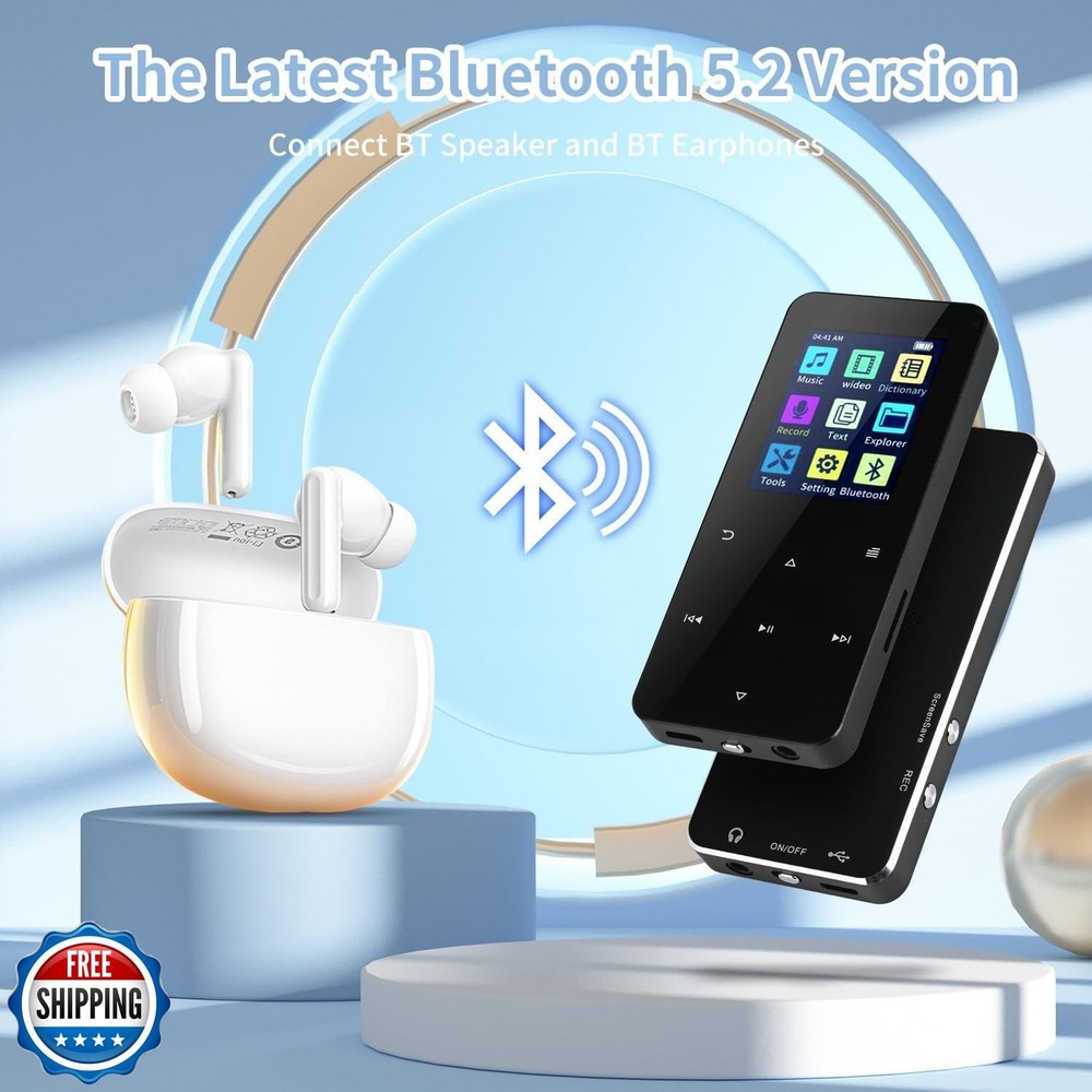 144GB MP3 Player with Bluetooth 5.2 Portable Multi-Function Music Player with