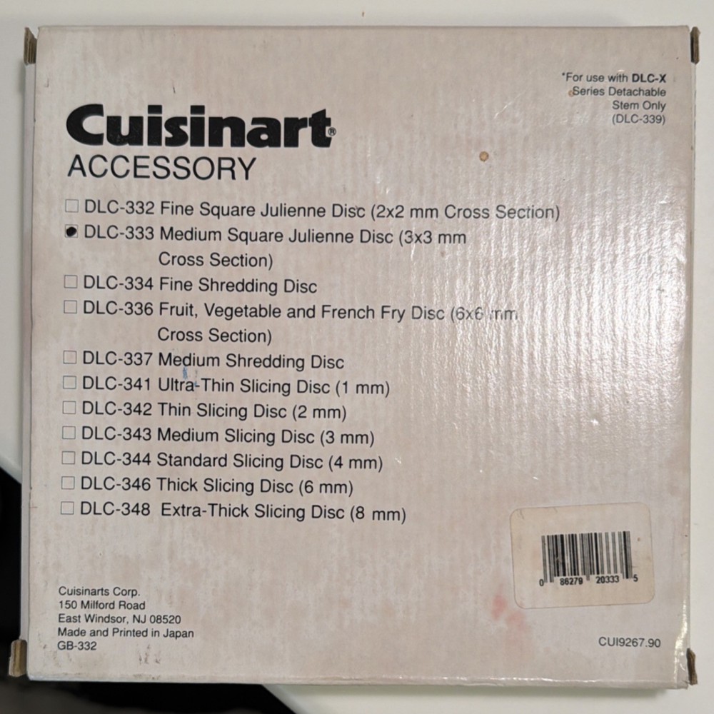 Cuisinart Medium Square Julienne Disc.