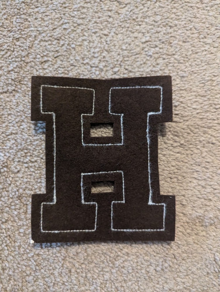 Vintage Letterman Jacket Patch LETTER H Brown White