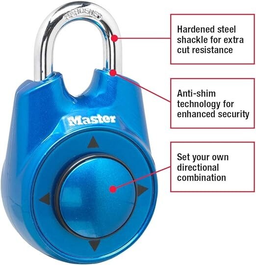 Master Lock Speed Dial Resettable Combination 1500iD Directional Movement Blue