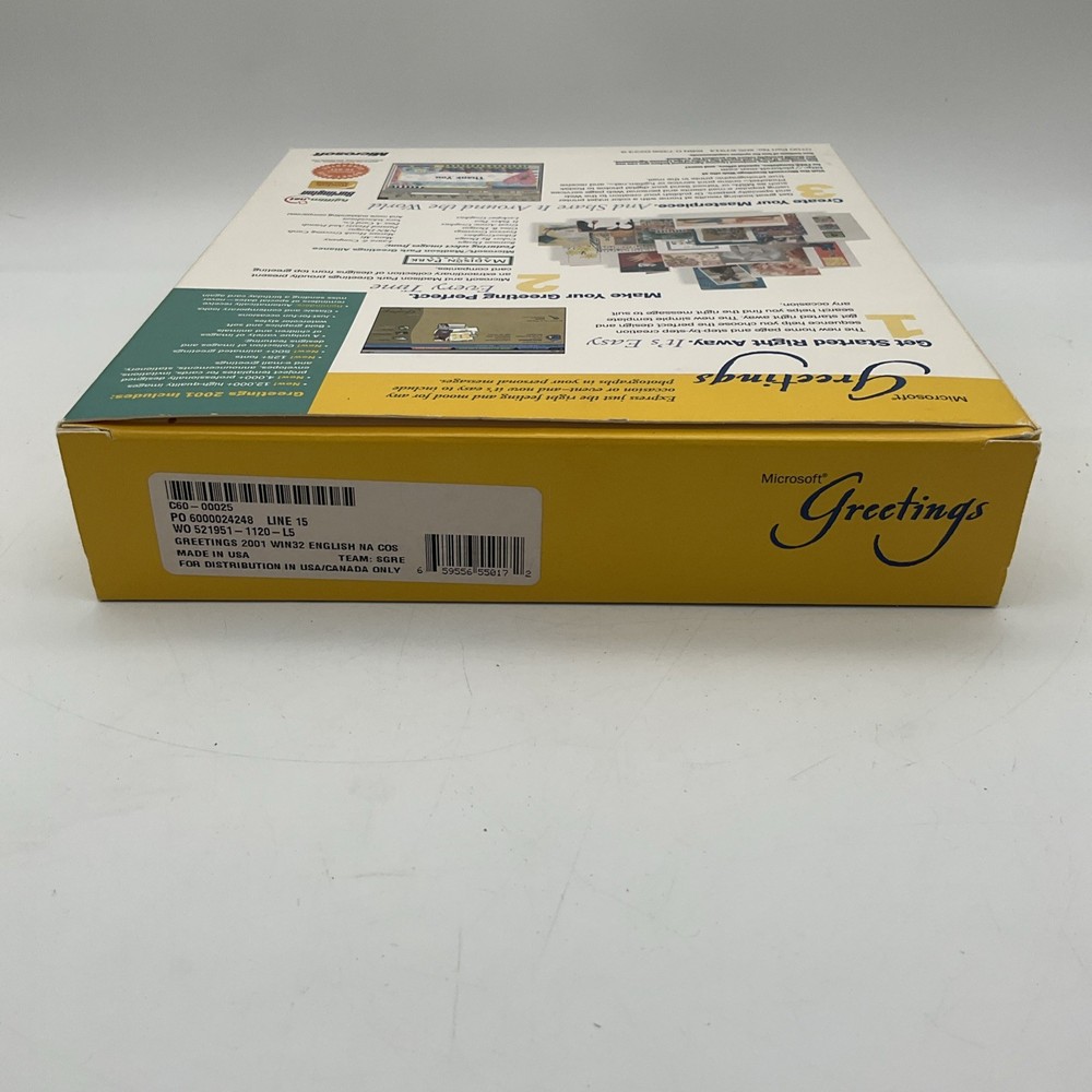Microsoft Greetings v. 2001 Software, 2 Disc Set In Big Box