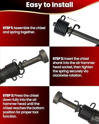5PCS Pneumatic Air Hammer Bits Set, 0.401" Shank Chisel Attachments, Durable Too