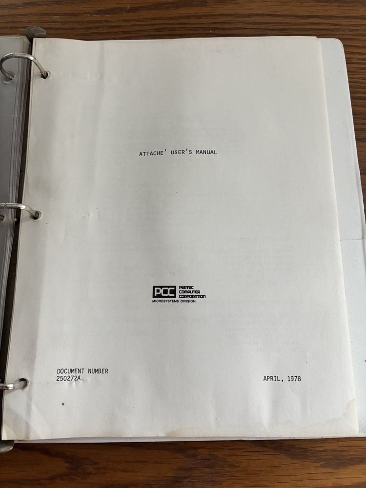 iCOM Attache S100 Computer Users Manual Pertec Binder Disk All Included