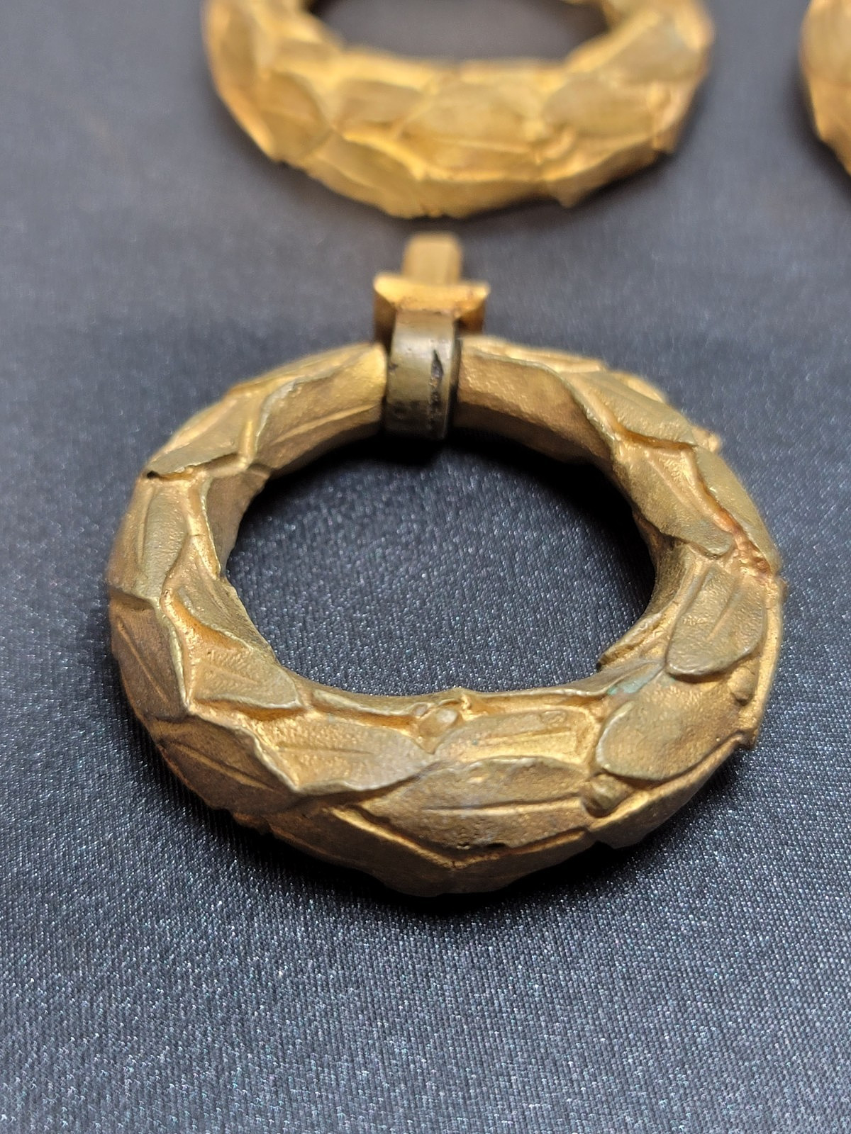 4 Four Vintage Wreath Brass Furniture Ring Pulls