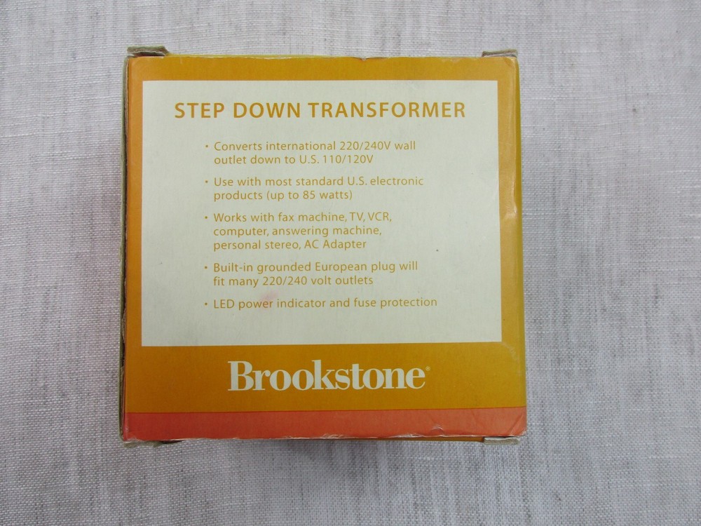 Brookstone Step Down 85W Step Down Transformer Input 220/240V Output 110/120V