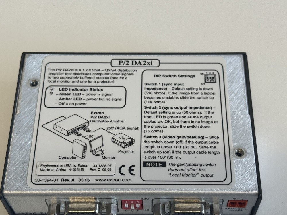 Shelf 36: Extron P/2 DA2xi Two Output VGA Distribution Amplifier