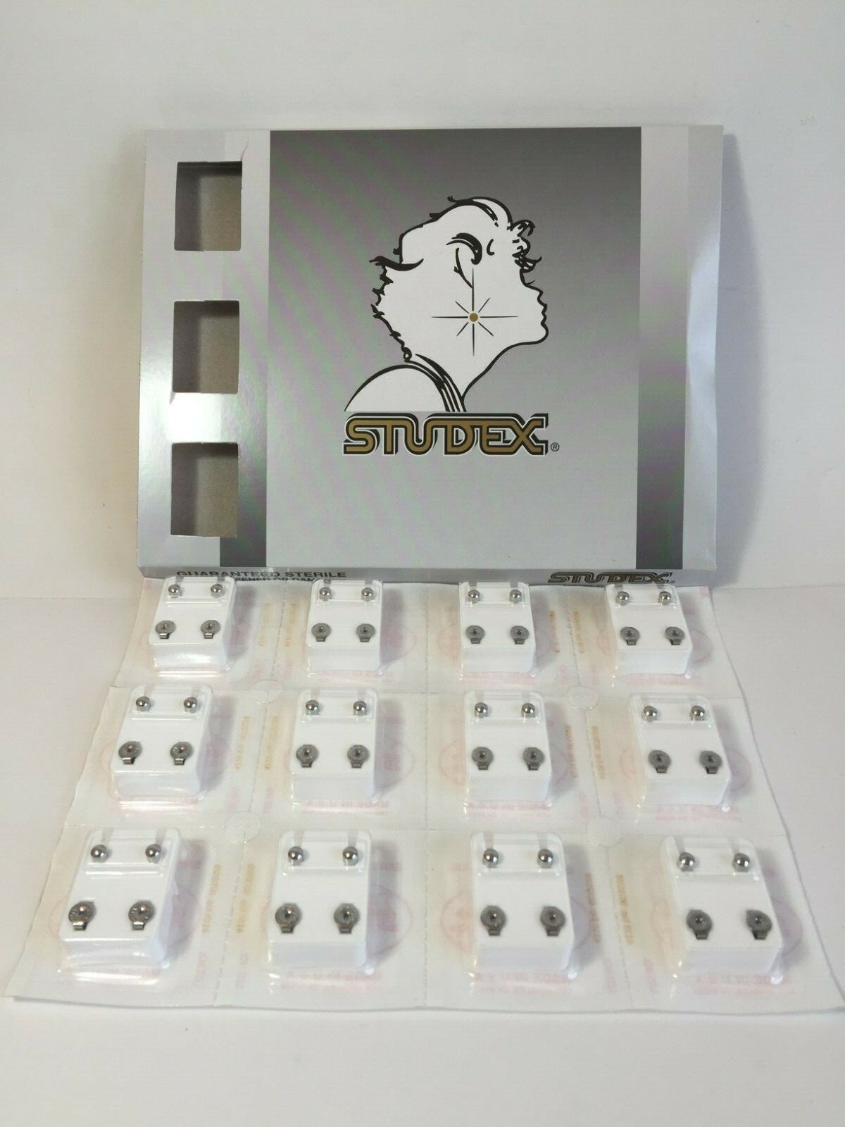Studex Sterilized Ear Piercing Stud 4mm Ball * Regular * 12 Pairs (R200W)