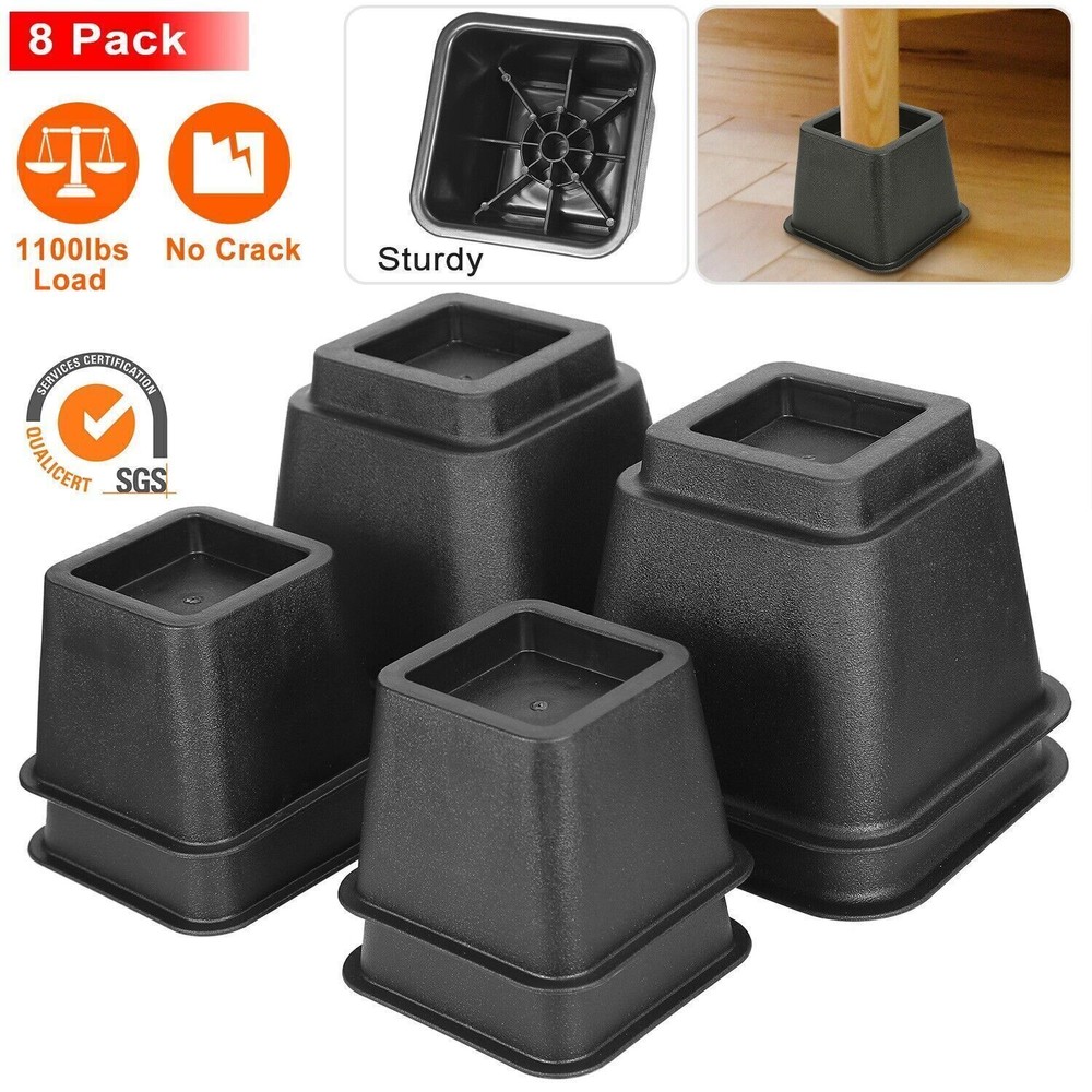 8Pcs Bedding Furniture Risers Adjustable Bed Sofa Chair Riser Stackable Lifter