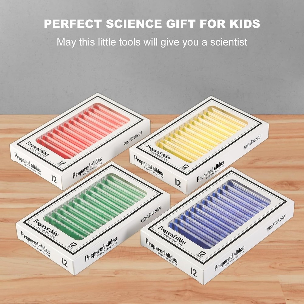 Clear Observation with 48 Biological Microscope Slides - Kid-Friendly Science