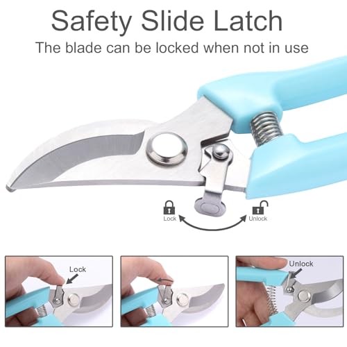 2 Pack Stainless Steel Garden Shears, Pruning Scissors with Comfortable Grip &