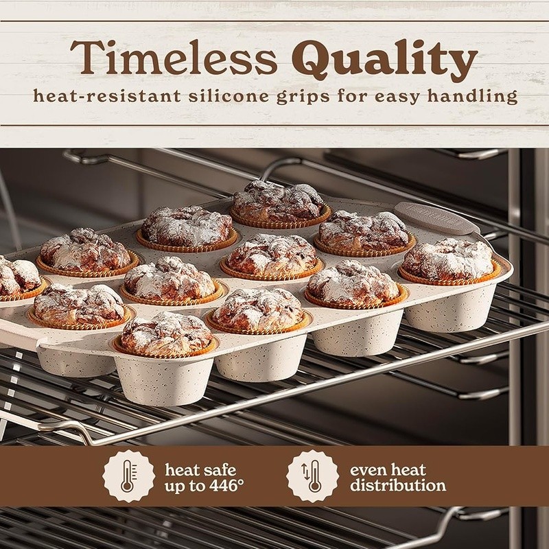 Stackable Nonstick Bakeware Set W/ Silicone Handles 10 Piece Nesting Pans New
