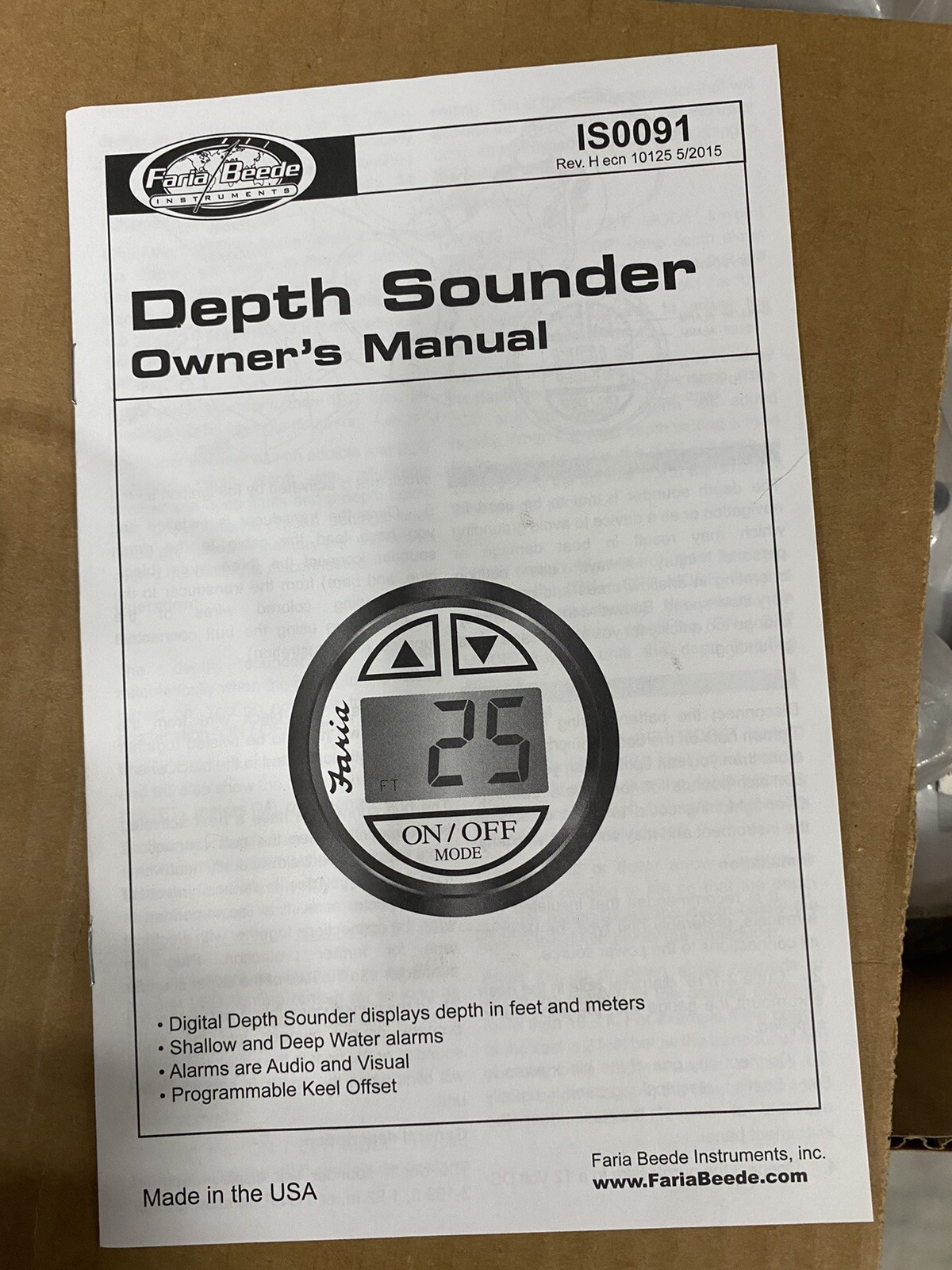 Faria 64749 Depth Sounder, Transom-gray