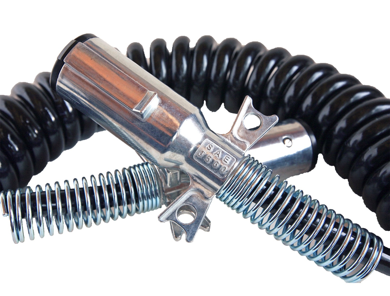 Road Superior 15 ft Coiled Non-ABS 7-Way Electric Cable with 2 x 12" Leads