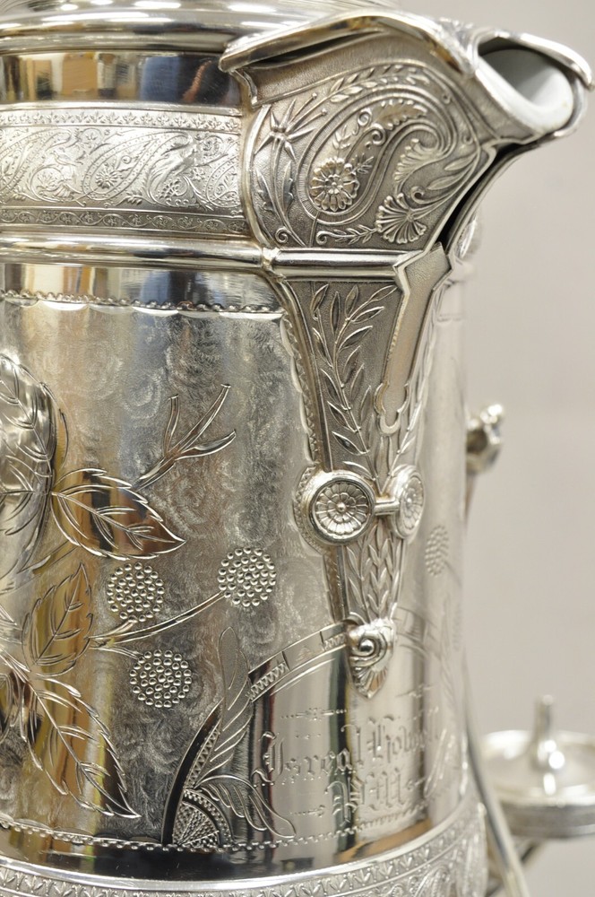 Antique Reed & Barton Victorian Silver Plated Tilting Ice Water Pitcher Set