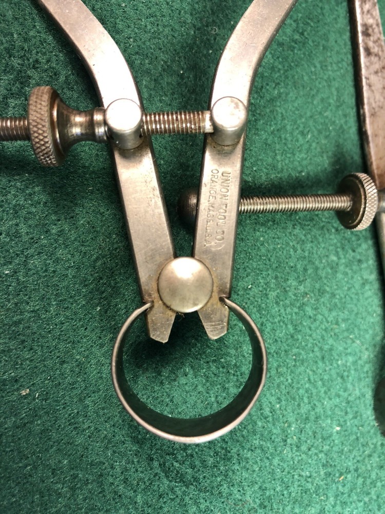 Three Vintage Union Tool Spring Calipers Inside & Outside Dividers